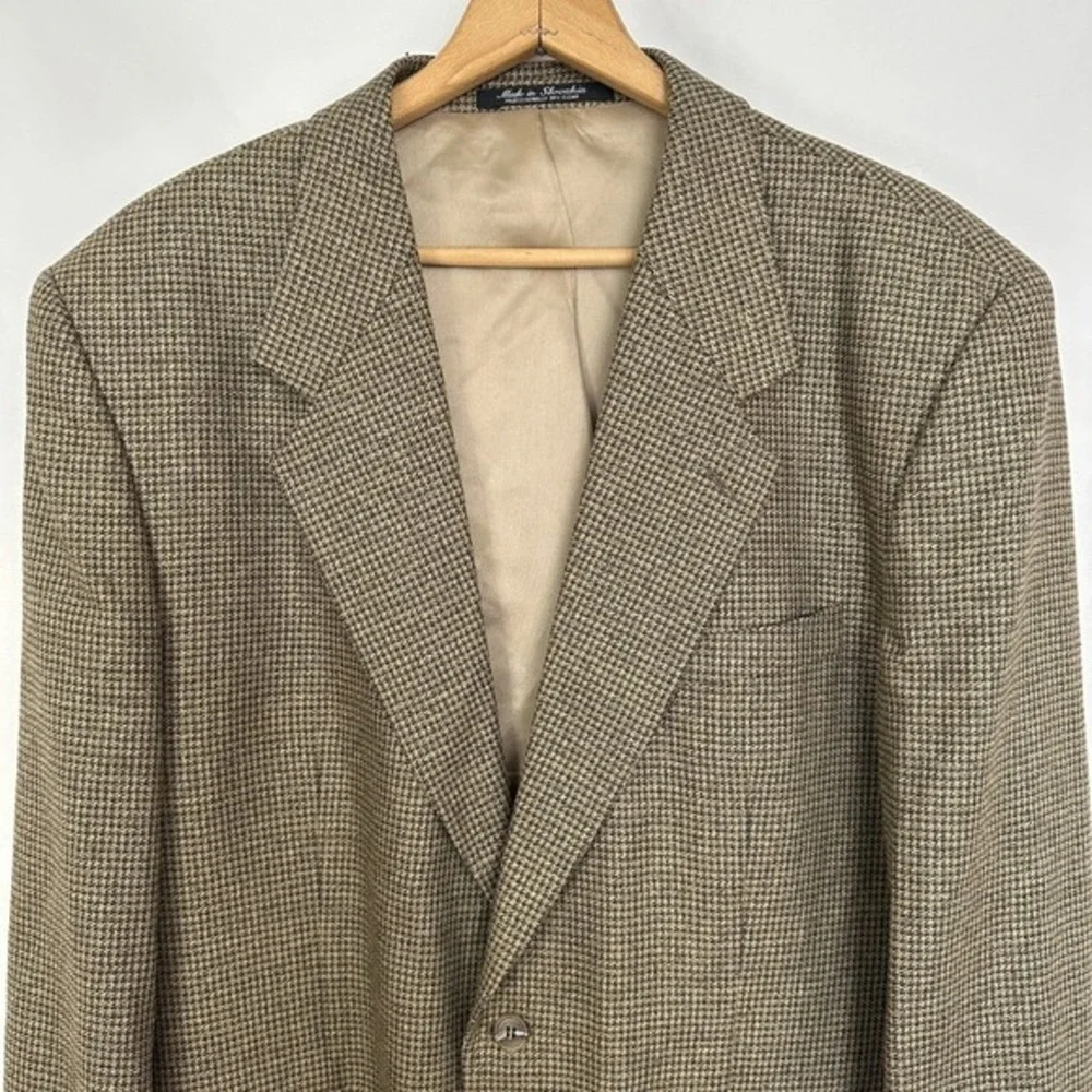 Tailors Row Deansgate Blazer Houndstooth Silk Wool Blend Sport‎ Coat Mens 44R